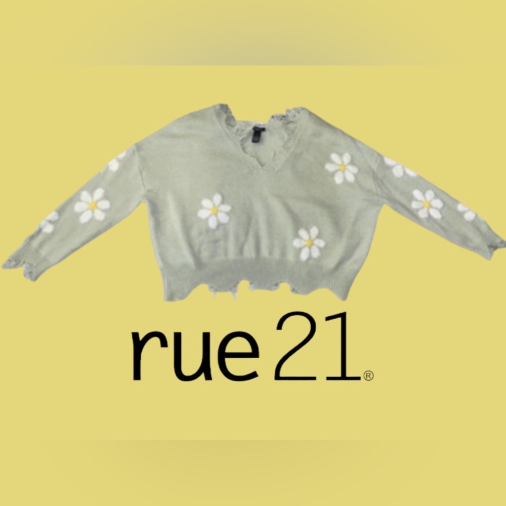 Rue21 sweater flower crop sweater